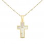 Collier - Médaille Croix Or 18 Carats 750/000 Jaune et Nacre - Chaine Dorée