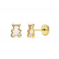 Boucles d'Oreilles Or 18 Carats 750/000 Jaune et Nacre - Oursons