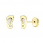 Boucles d'Oreilles Or 18 Carats 750/000 Jaune et Nacre - Pieds