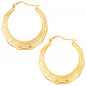 Boucles d'Oreilles Créoles Or Jaune - Motif Grec - Femme