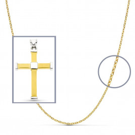 Pendentif  - Médaille Croix Or 18 Carats 750/000 Bicolore - Chaine Offerte