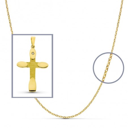 Pendentif  - Médaille Croix Or 18 Carats 750/000 Jaune - Chaine Offerte