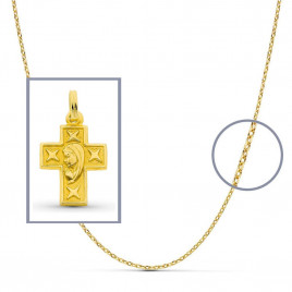 Pendentif  - Médaille Croix Vierge Or 18 Carats 750/000 Jaune - Chaine Offerte