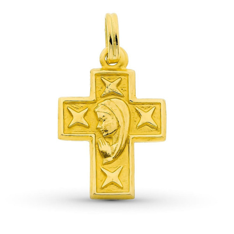 Pendentif  - Médaille Croix Vierge Or 18 Carats 750 Jaune - Chaine Offerte