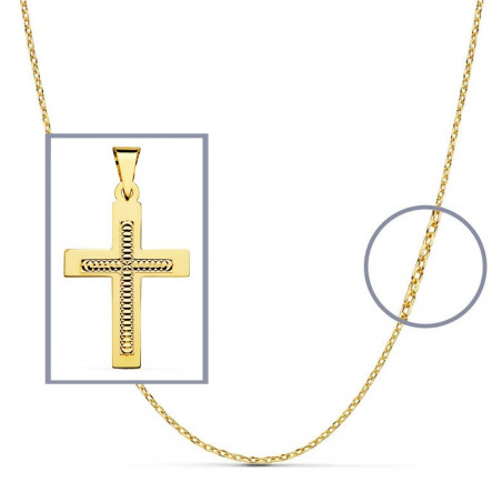 Pendentif  - Médaille Croix Or 18 Carats 750/000 Jaune - Chaine Offerte