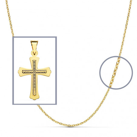 Pendentif  - Médaille Croix Or 18 Carats 750 Jaune - Chaine Offerte