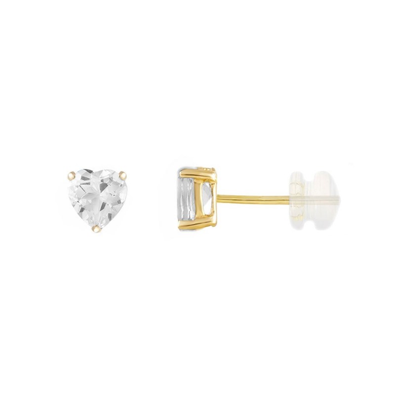 Boucles d'Oreilles Or Jaune - Coeur - Femme ou Enfant