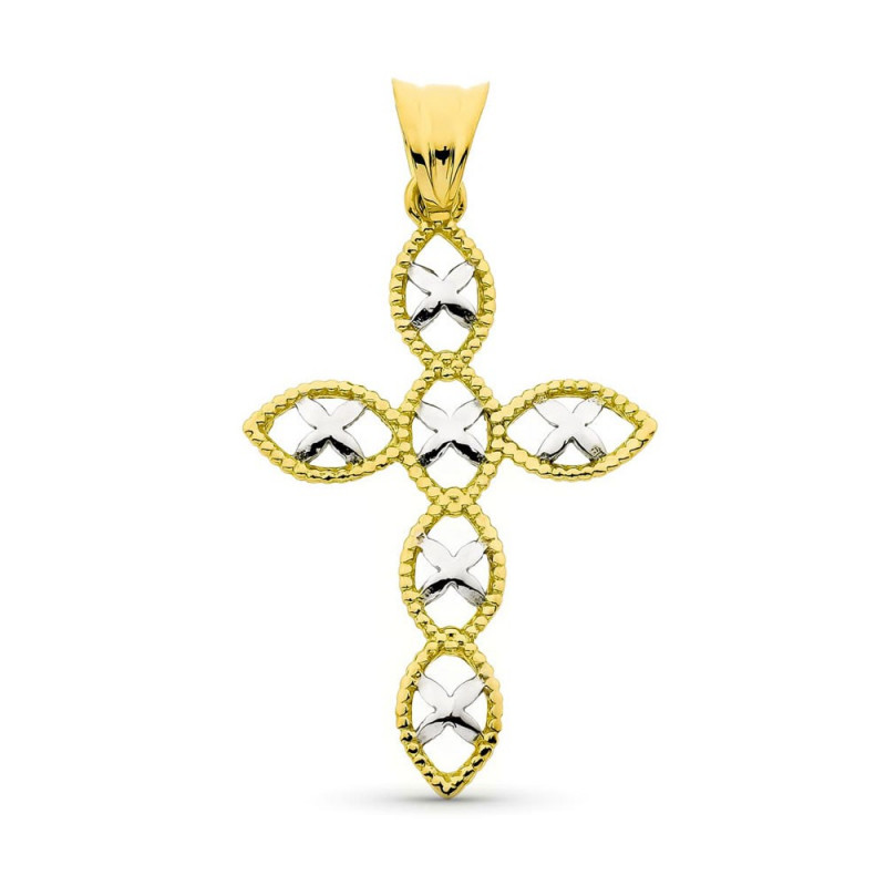 Pendentif  - Médaille Croix Or 18 Carats 750/000 Bicolore - Chaine Offerte