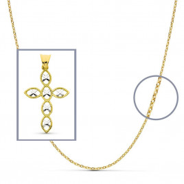 Pendentif  - Médaille Croix Or 18 Carats 750 Bicolore - Chaine Offerte