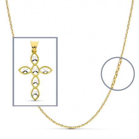 Pendentif  - Médaille Croix Or 18 Carats 750 Bicolore - Chaine Offerte