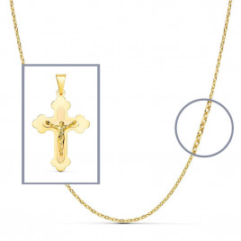 Pendentif  - Médaille Christ sur la Croix Or 18 Carats 750/000 Jaune - Chaine Offerte