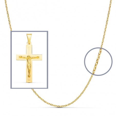 Christ sur la Croix Or 18 Carats 750/000 Jaune - Chaine Dorée Offerte