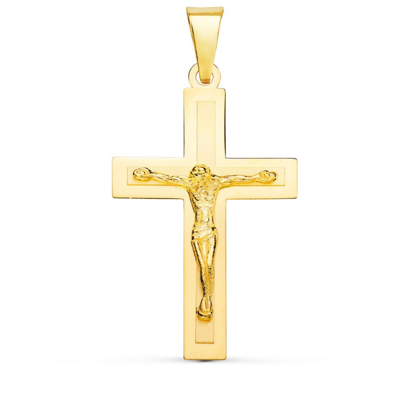 Pendentif  - Médaille Christ sur la Croix Or 18 Carats 750/000 Jaune - Chaine Offerte