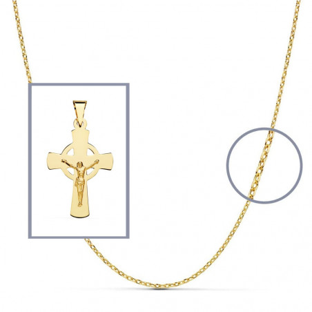 Christ sur la Croix Or 18 Carats 750/000 Jaune - Chaine Dorée Offerte