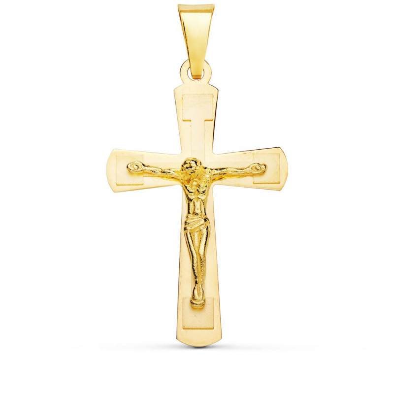 Pendentif  - Médaille Christ sur la Croix Or 18 Carats 750 Jaune - Chaine Offerte