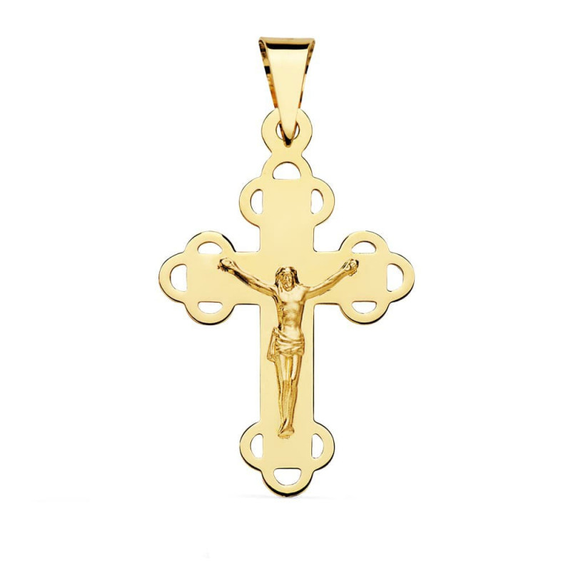 Pendentif  - Médaille Christ sur la Croix Or 18 Carats 750 Jaune - Chaine Offerte