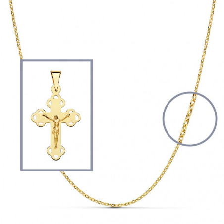 Pendentif  - Médaille Christ sur la Croix Or 18 Carats 750 Jaune - Chaine Offerte