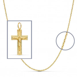 Pendentif  - Médaille Christ sur la Croix Or 18 Carats 750 Jaune - Chaine Offerte