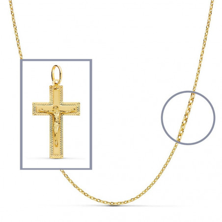 Pendentif  - Médaille Christ sur la Croix Or 18 Carats 750 Jaune - Chaine Offerte