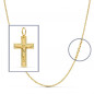 Pendentif  - Médaille Christ sur la Croix Or 18 Carats 750/000 Jaune - Chaine Offerte