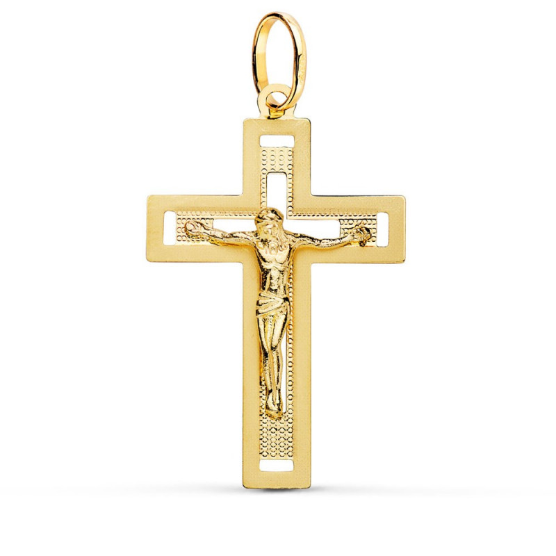 Pendentif  - Médaille Christ sur la Croix Or 18 Carats 750 Jaune - Chaine Offerte