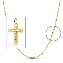 Pendentif  - Médaille Christ sur la Croix Or 18 Carats 750 Jaune - Chaine Offerte