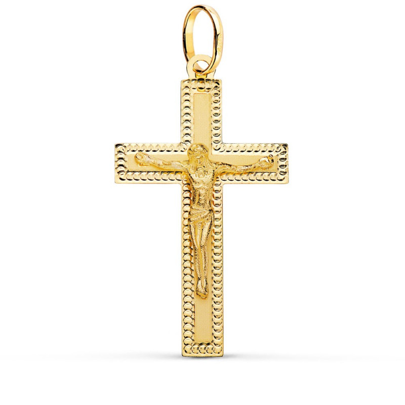 Pendentif  - Médaille Christ sur la Croix Or 18 Carats 750 Jaune - Chaine Offerte