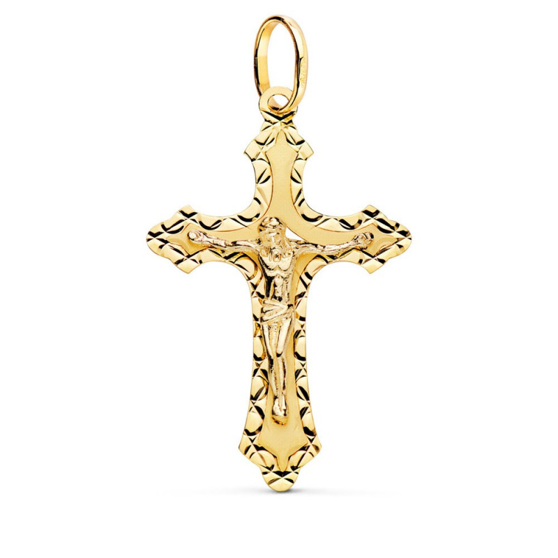 Pendentif  - Médaille Christ sur la Croix Or 18 Carats 750 Jaune - Chaine Offerte