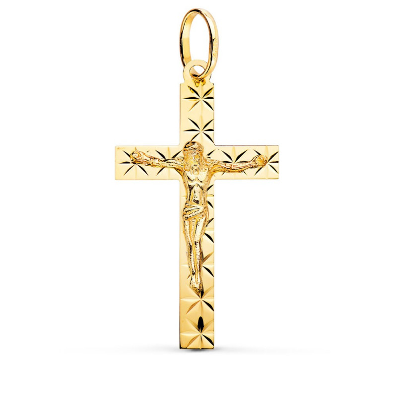 Pendentif  - Médaille Christ sur la Croix Or 18 Carats 750 Jaune - Chaine Offerte