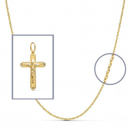 Christ sur la Croix Or 18 Carats 750/000 Jaune - Chaine Dorée Offerte