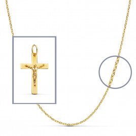 Pendentif  - Médaille Christ sur la Croix Or 18 Carats 750 Jaune - Chaine Offerte