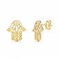 Boucles d'Oreilles Or 18 Carats 750/000 Jaune - Main de Fatma - Femme