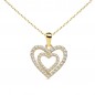 Collier - Pendentif Or 18 Carats 750/000 Jaune  - Coeur Double - Chaine Dorée