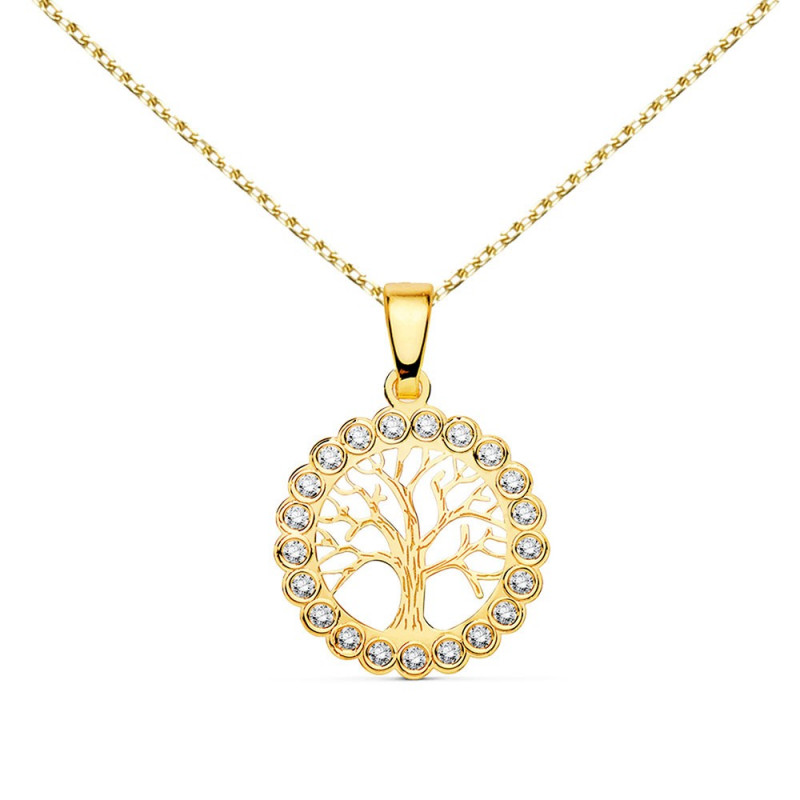 Collier - Pendentif Or 18 Carats 750/000 Arbre de Vie - Chaine Dorée