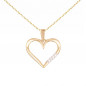 Collier - Pendentif Or Jaune et Diamants - Motif Coeur - Chaine Dorée